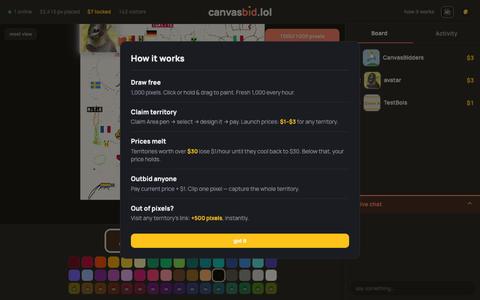 canvasbid — every pixel counts! — screenshot