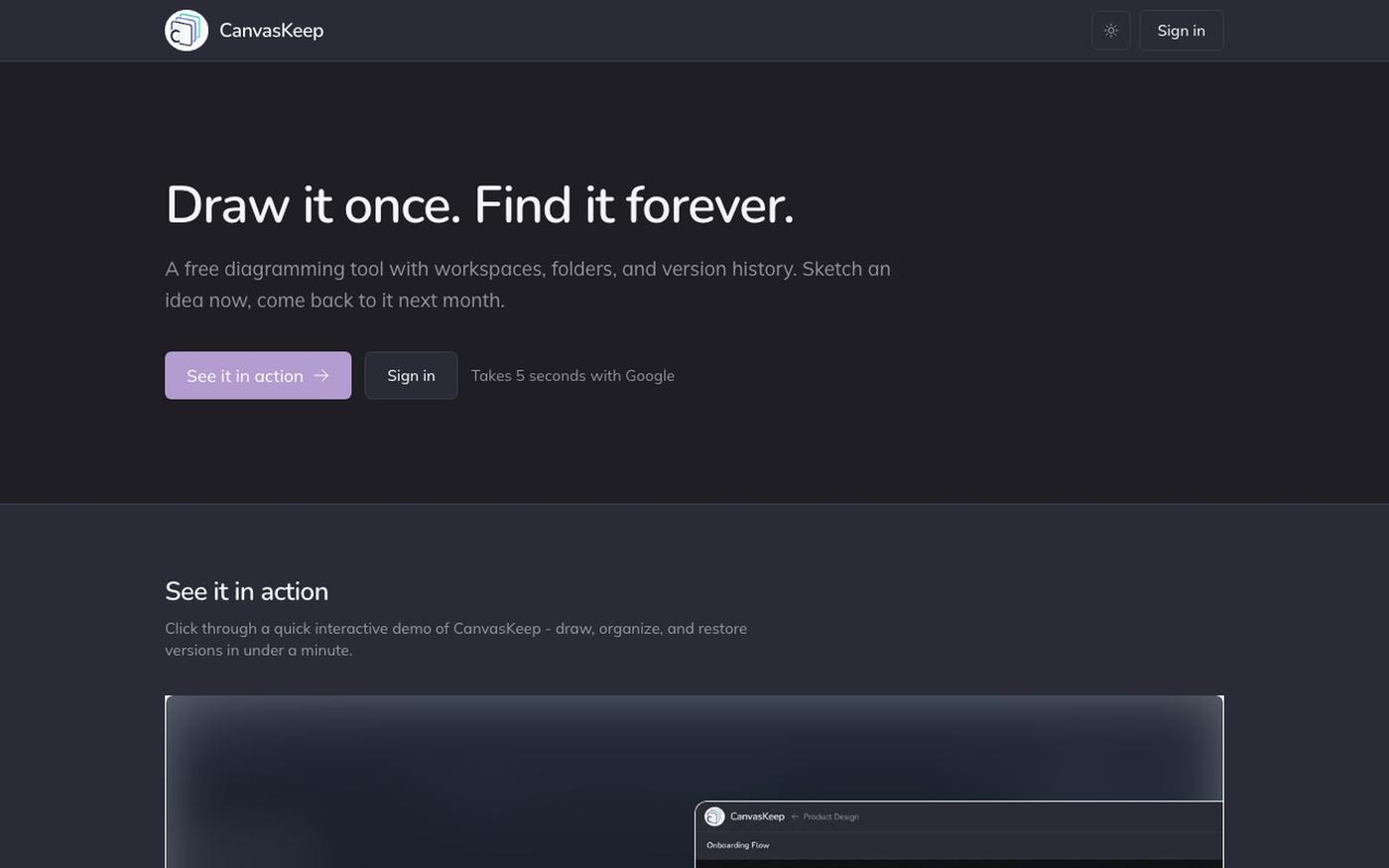 CanvasKeep: Draw it once. Find it forever. — screenshot