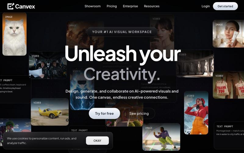 CanvexAI | AI Visual creation board for films, content creation, and creative st — screenshot