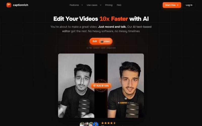 Edit Videos 10x faster with AI video editor | captionrich — screenshot