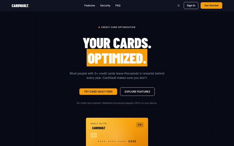 CardVault · Your cards. Intelligent. — screenshot