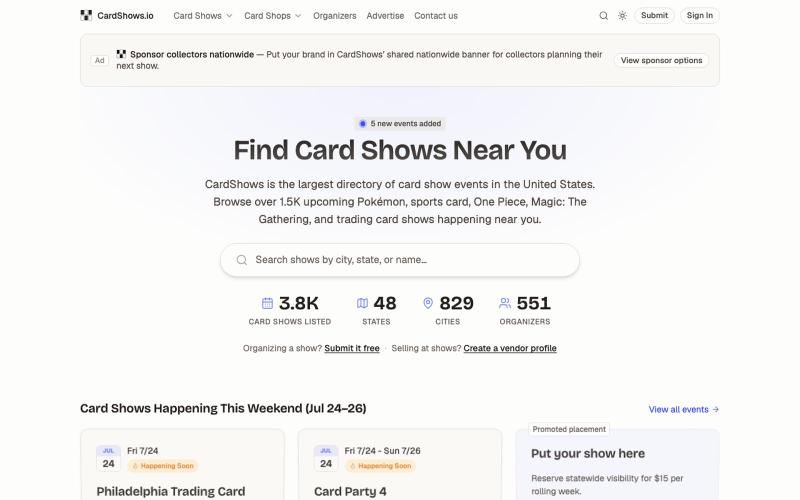 Find Card Shows Near You – CardShows.io — screenshot