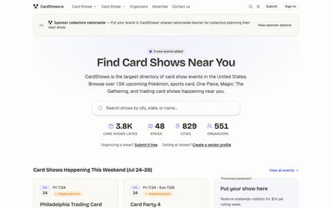 Find Card Shows Near You – CardShows.io — screenshot