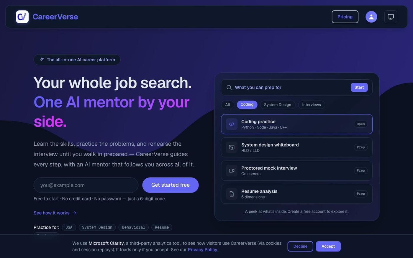 CareerVerse — Your whole job search, with an AI mentor by your side — screenshot