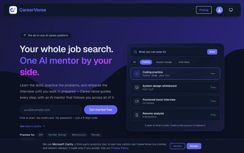 CareerVerse — Your whole job search, with an AI mentor by your side — screenshot