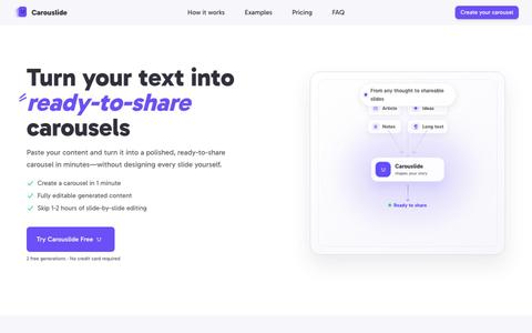 Carouslide - Turn your text into ready-to-share carousels — screenshot