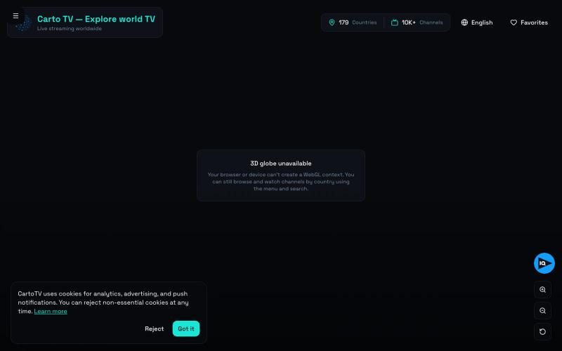 CartoTV – Free Live TV Channels Worldwide — screenshot