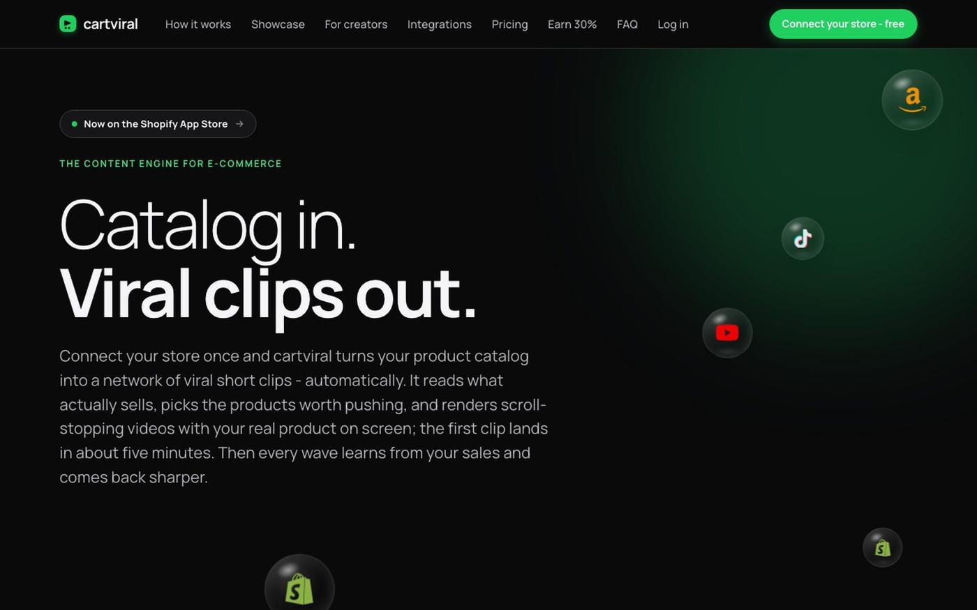 AI Product Video Generator for E-commerce & Shopify | cartviral — screenshot