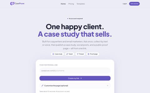 CasePruve — One happy client. A case study that sells. — screenshot