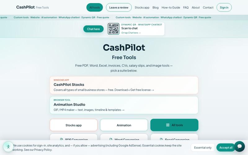 CashPilot Free Tools | Free Online PDF Word Excel Tools — cashpilottools — screenshot