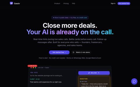 Cassiv — Real-time AI Sales Co-Pilot — screenshot