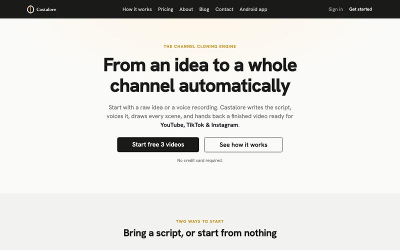 Castalore From an idea to a whole channel, automatically — screenshot