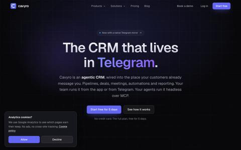 Agentic Telegram CRM for Sales Teams · Cavyro — screenshot