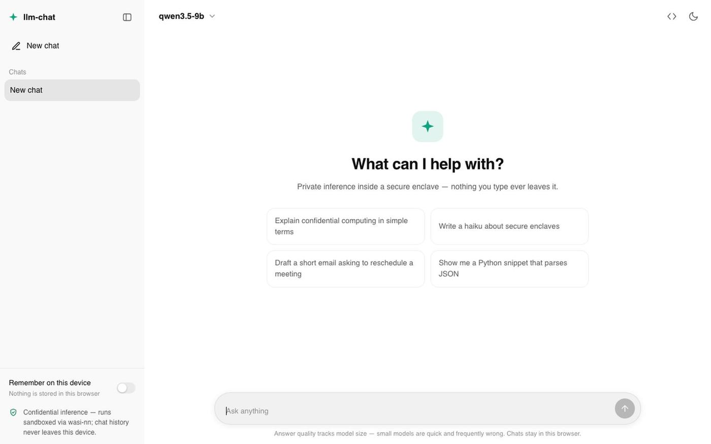 llm-chat on Enclave — screenshot