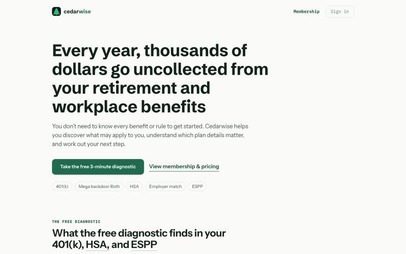 Cedarwise: you’re leaving thousands of dollars on the table each year — screenshot