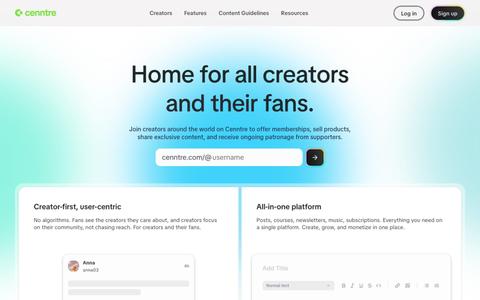 Cenntre – Monetization infrastructure for the creator economy — screenshot