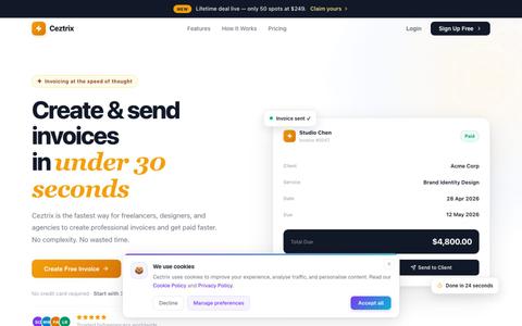 Ceztrix - Professional Invoice Generator — screenshot