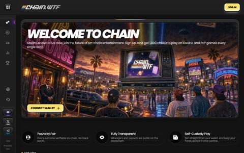 Chain.wtf — On-Chain Entertainment Platform | Crypto Casino, PvP, No KYC — screenshot