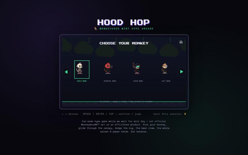 HOOD HOP — Monkey Mint Arcade — screenshot