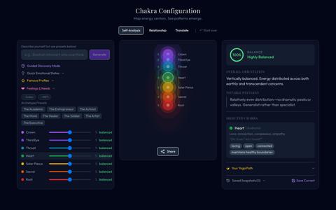 Chakra Configuration Simulator | Personality Analysis Through Energy Patterns — screenshot