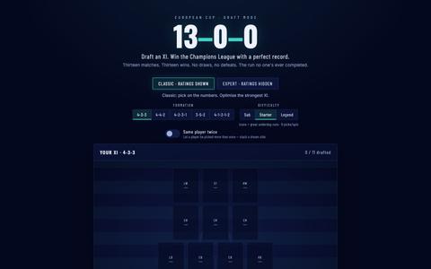 13-0 · Win the Champions League Unbeaten — screenshot