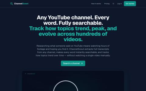 ChannelScout: YouTube Transcript Research & Clip Builder — screenshot
