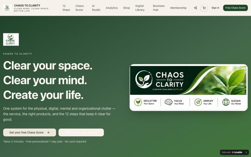 Chaos to Clarity — Clear Your Space. Clear Your Mind. — screenshot