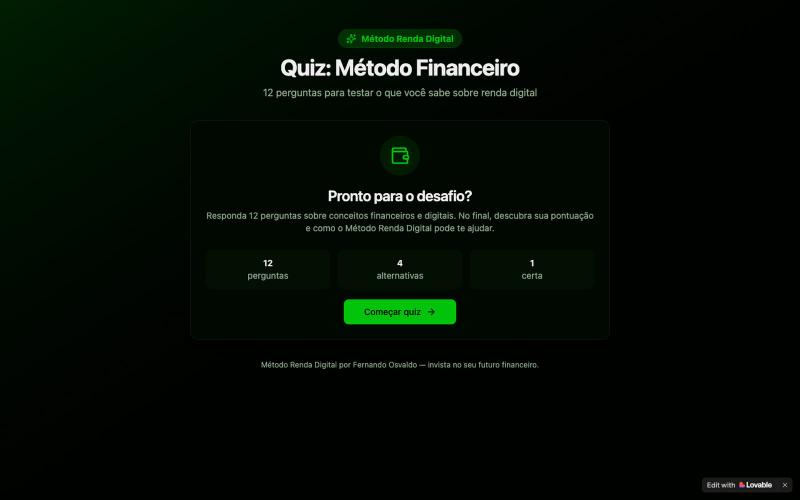 Quiz Método Renda Digital — Teste seus conhecimentos — screenshot