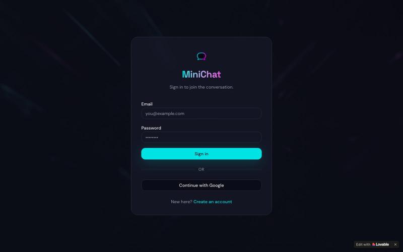MiniChat — live chat, project store & shorts — screenshot