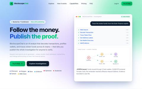 BlockscopeChat | AI Investigator — screenshot