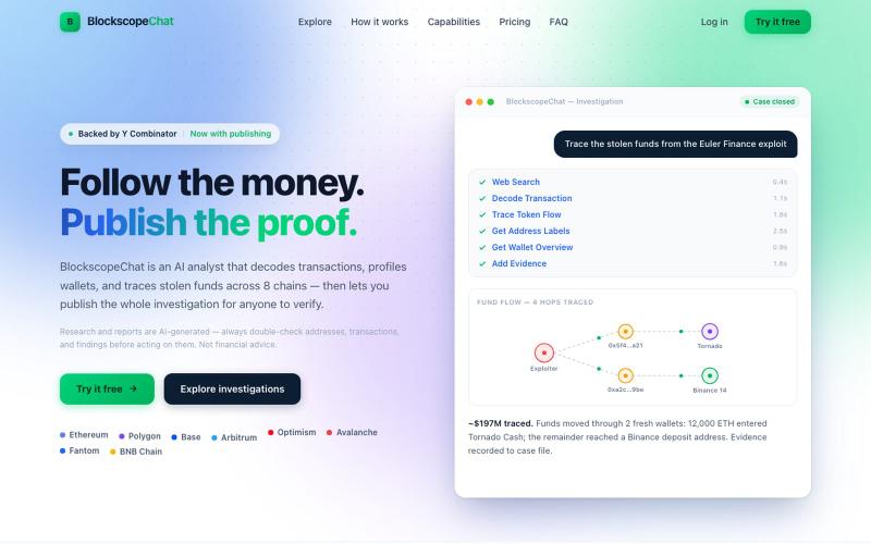 BlockscopeChat | AI Investigator — screenshot