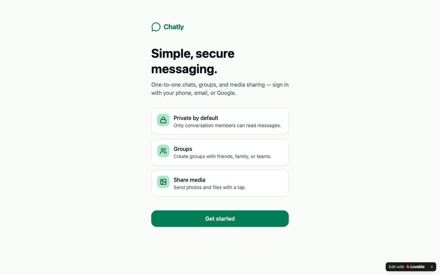 Chatly — Simple, secure messaging — screenshot