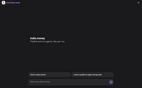 chat.indie.money — Chat with AI Agents — screenshot