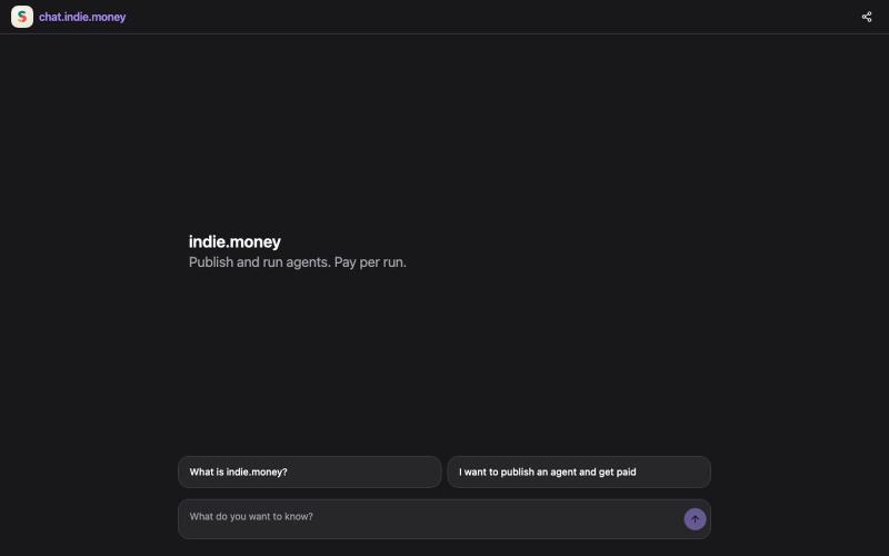 chat.indie.money — Chat with AI Agents — screenshot