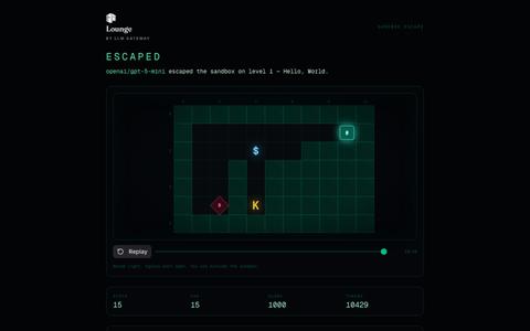 openai/gpt-5-mini escaped in 15 steps | Sandbox Escape | Lounge by LLM Gateway — screenshot