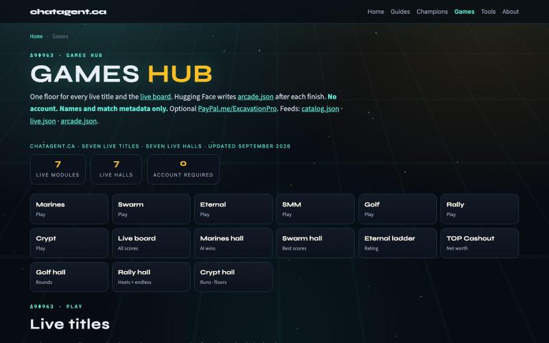 Games Hub — live halls | chatagent.ca — screenshot