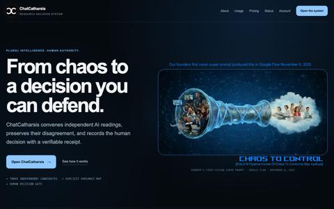 ChatCatharsis — Governed Multi-Model Research — screenshot
