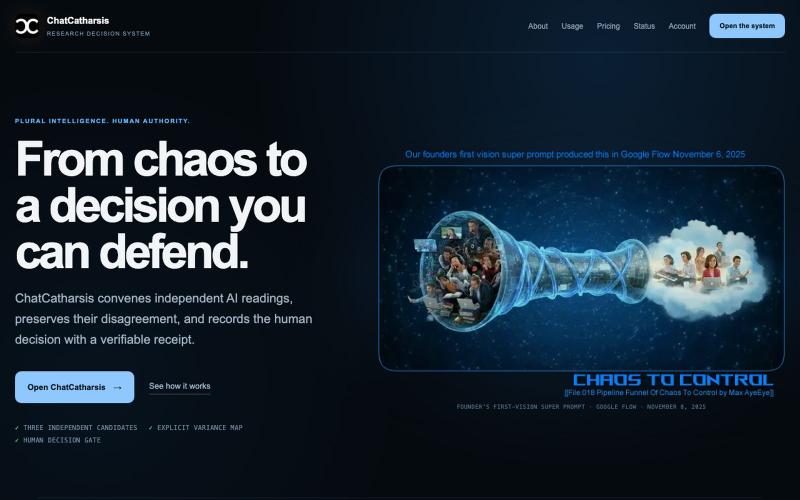 ChatCatharsis — Governed Multi-Model Research — screenshot