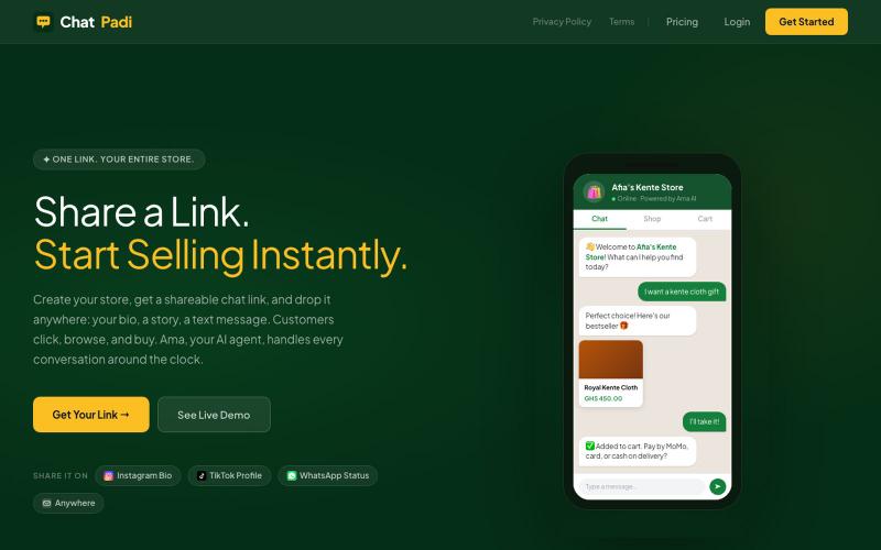 ChatPadi: AI Sales Agent for Social Sellers — screenshot