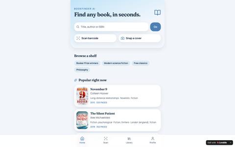 BookFinder AI — Scan, identify and save any book — screenshot