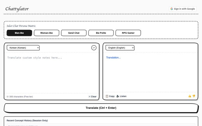 Chattylator — screenshot