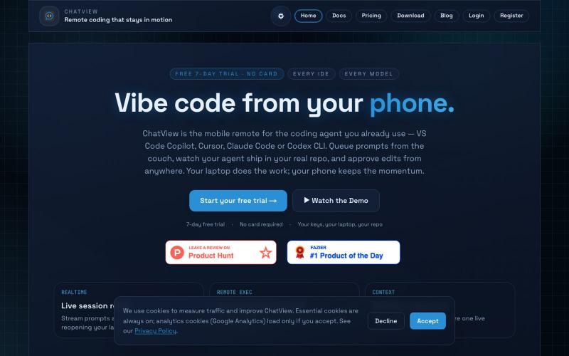 Vibe Code From Your Phone | ChatView — screenshot