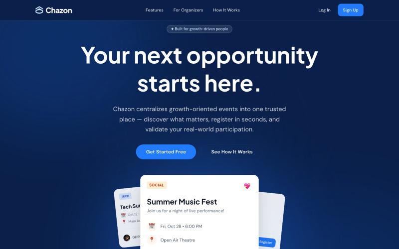 Chazon — Discover Events That Grow Your Career & Skills — screenshot