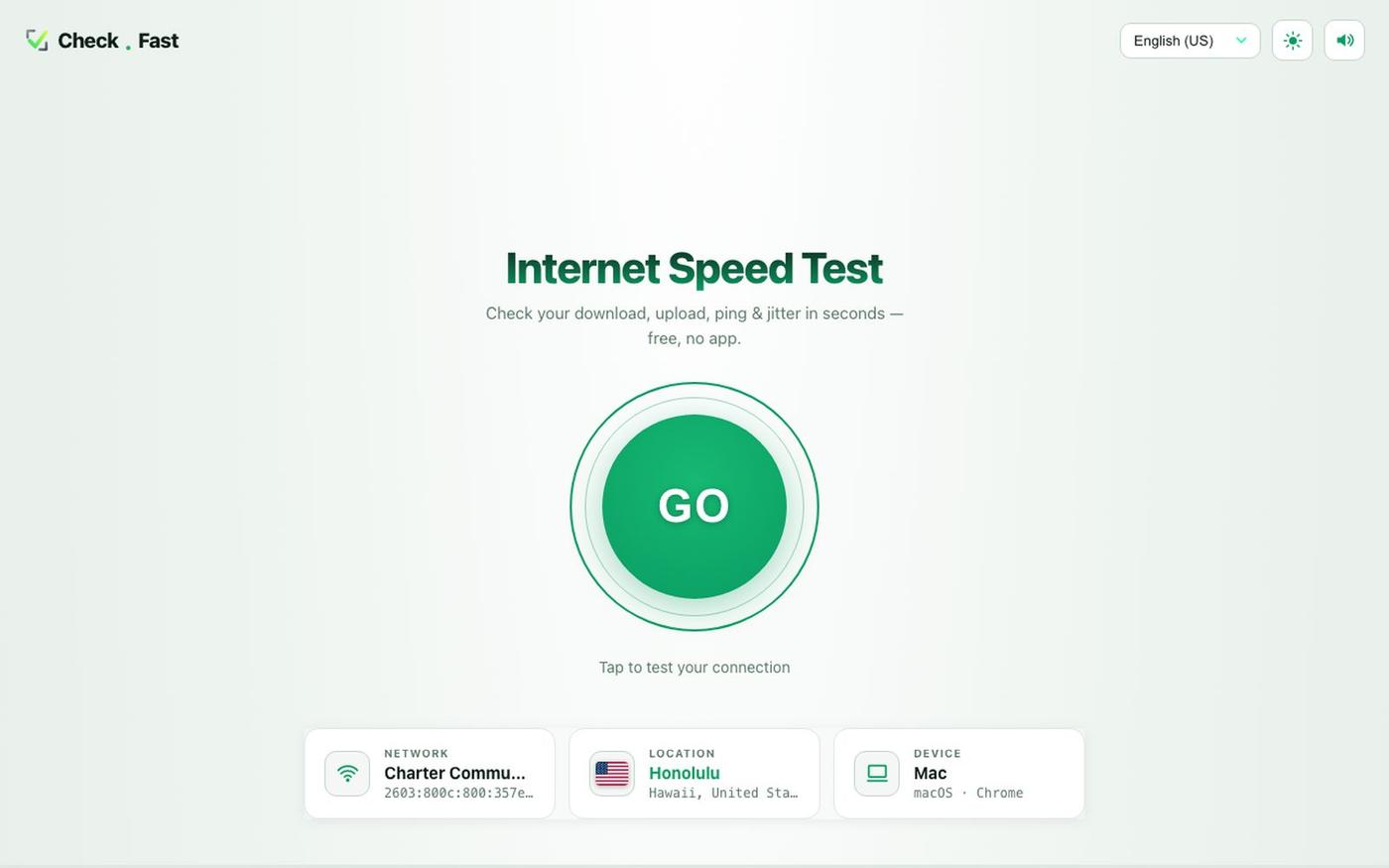 Internet Speed Test — Check Your Download & Upload Speed Free | Check.Fast — screenshot