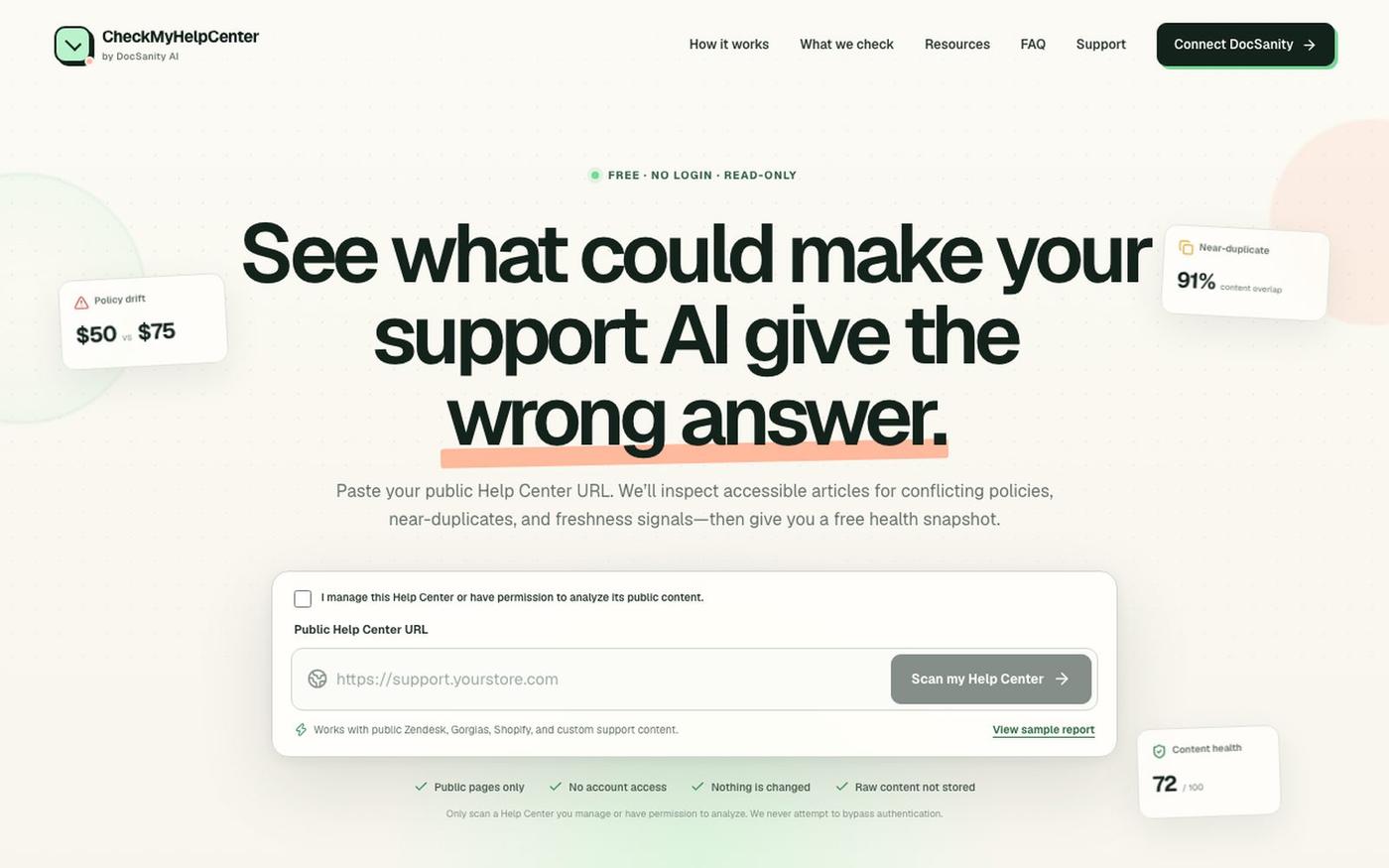 CheckMyHelpCenter — Free Help Center Health Check — screenshot