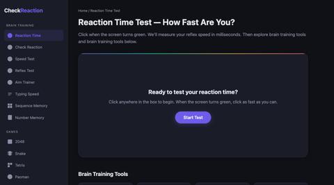 Reaction Time Test — Check Your Reaction Speed | CheckReaction.com — screenshot