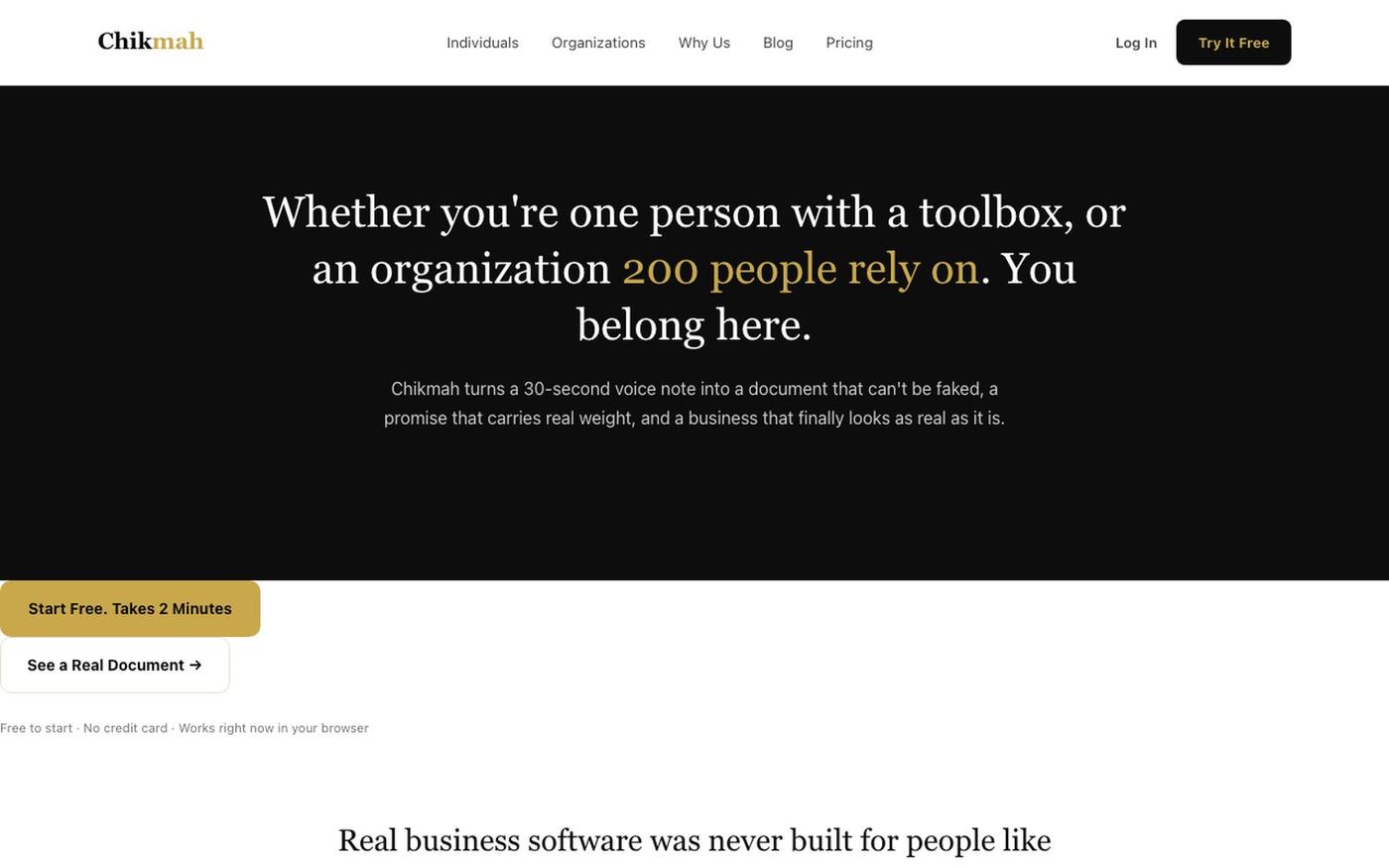 Chikmah | Voice-First Business Documents for Individuals & Organizations — screenshot