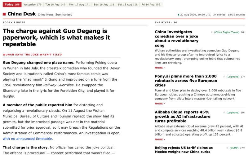 China Desk — 20 Aug 2026, 20:39 UTC — screenshot