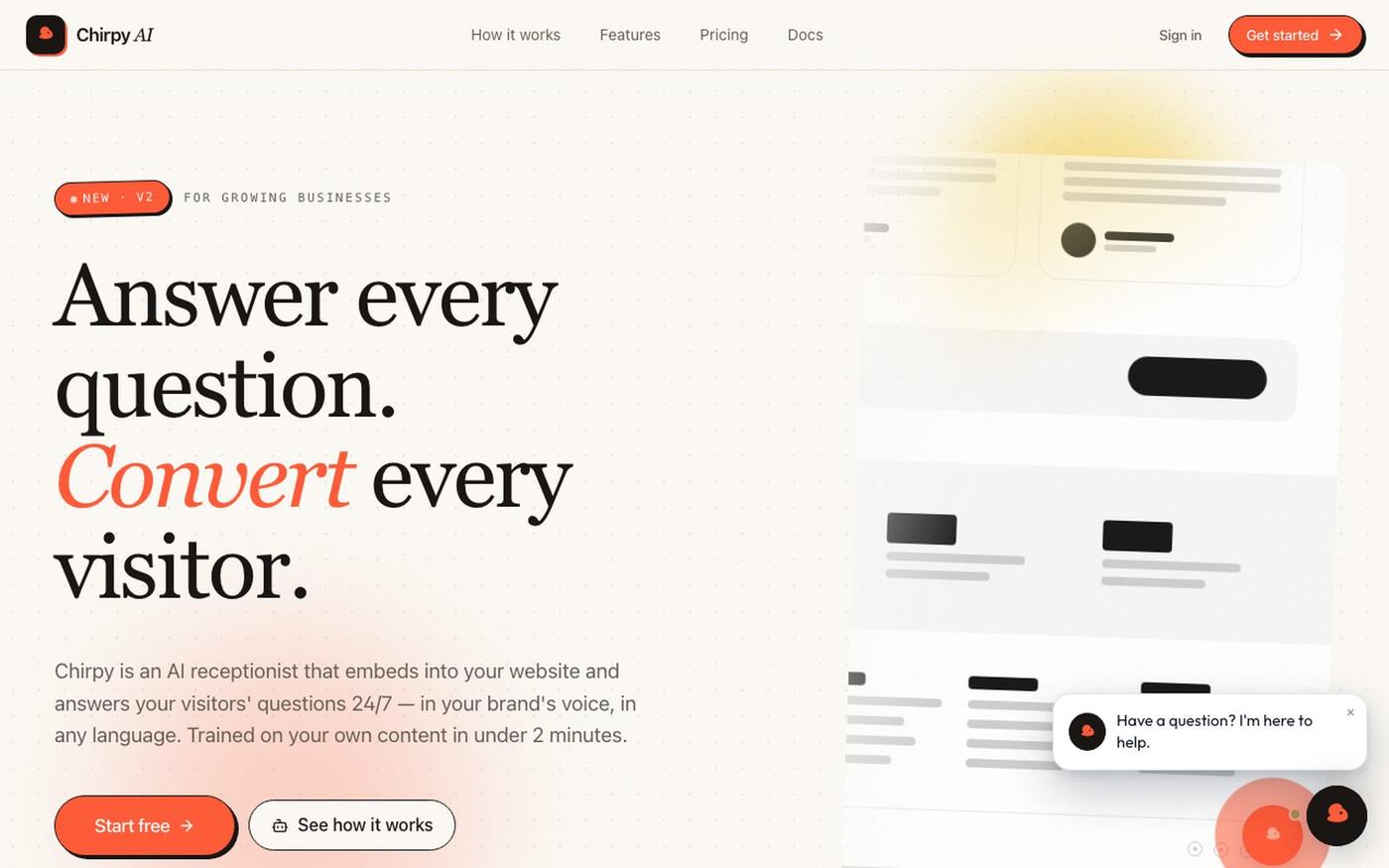 Chirpy AI - AI Agents That Know Your Business — screenshot