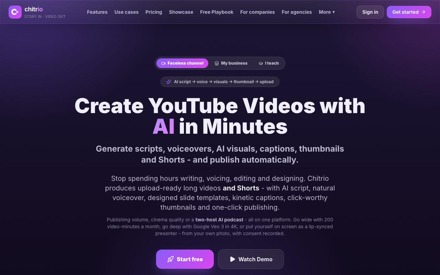 Chitrio – AI YouTube Video Generator & YouTube Automation Software — screenshot